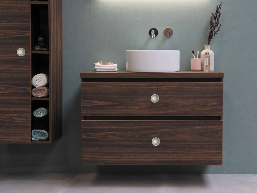 DK3005 Brasss Antique Finish | 4-Pieces | Cabinet Door Drawer Knob, Kitchen Dresser Wardrobe Pull Handle, Round Cabinet Knob, Vintage Drawer Knob