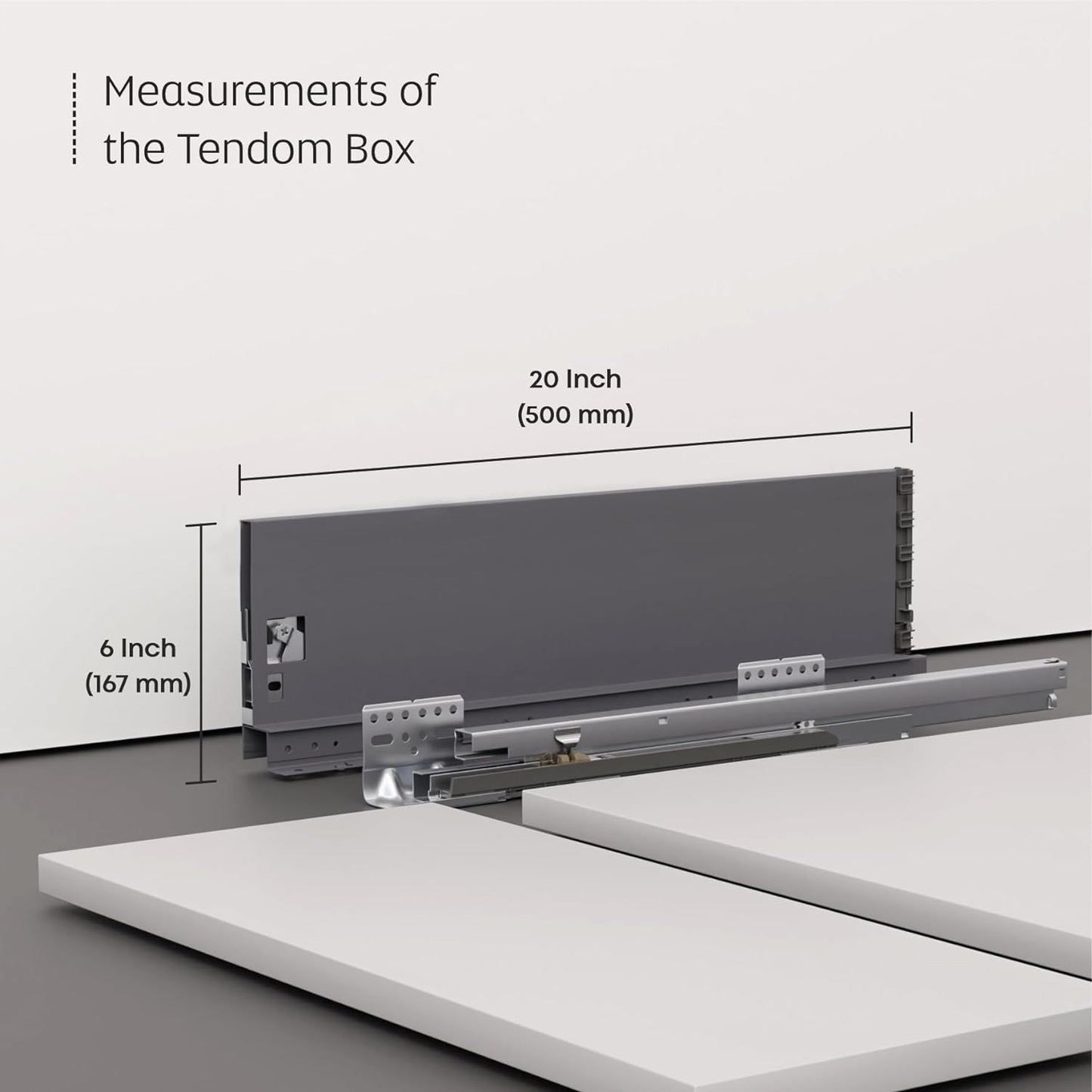 Kitchen Slim Tandem Box For Drawer System (Grey) (6 X 20 Inches)
