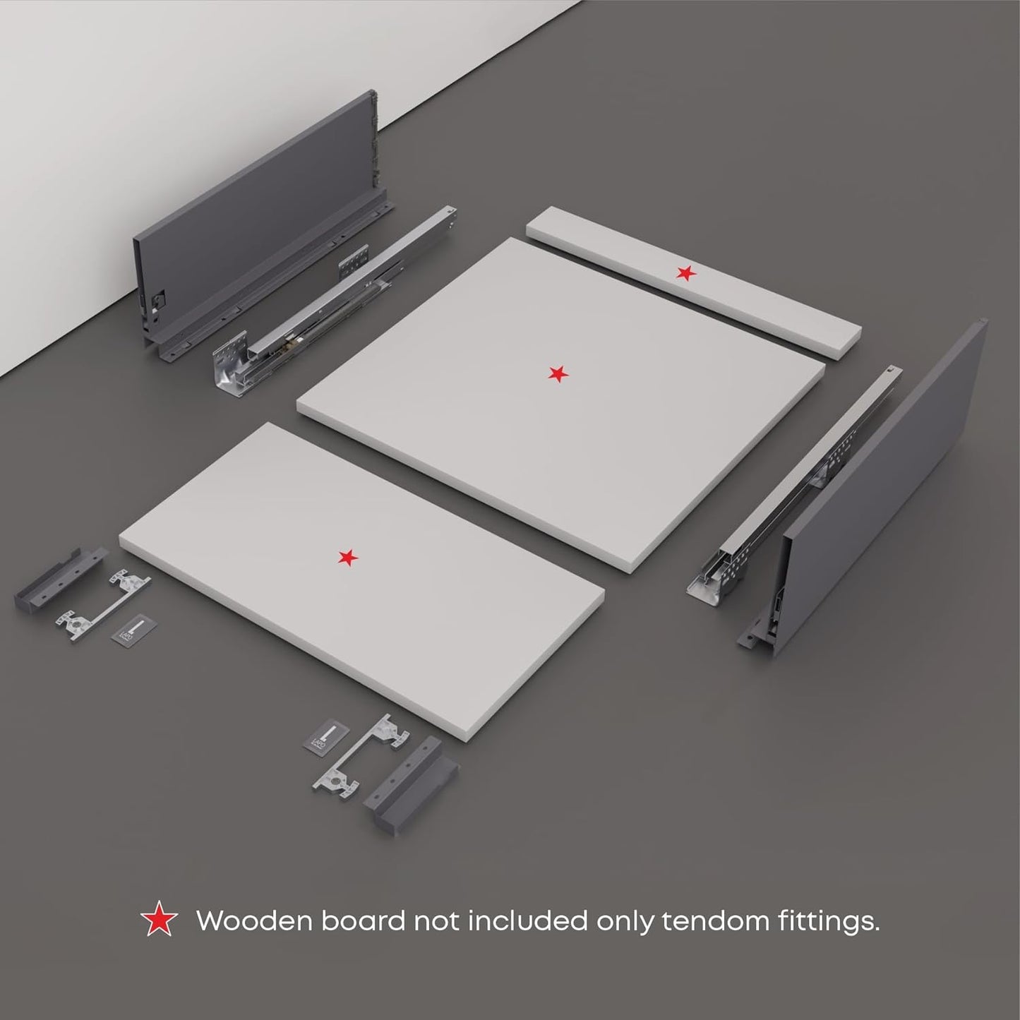 Kitchen Slim Tandem Box For Drawer System (Grey) (6 X 20 Inches)