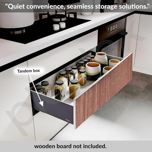 Kitchen Slim Tandem Box For Drawer System (Grey) (4 X 20 Inches)