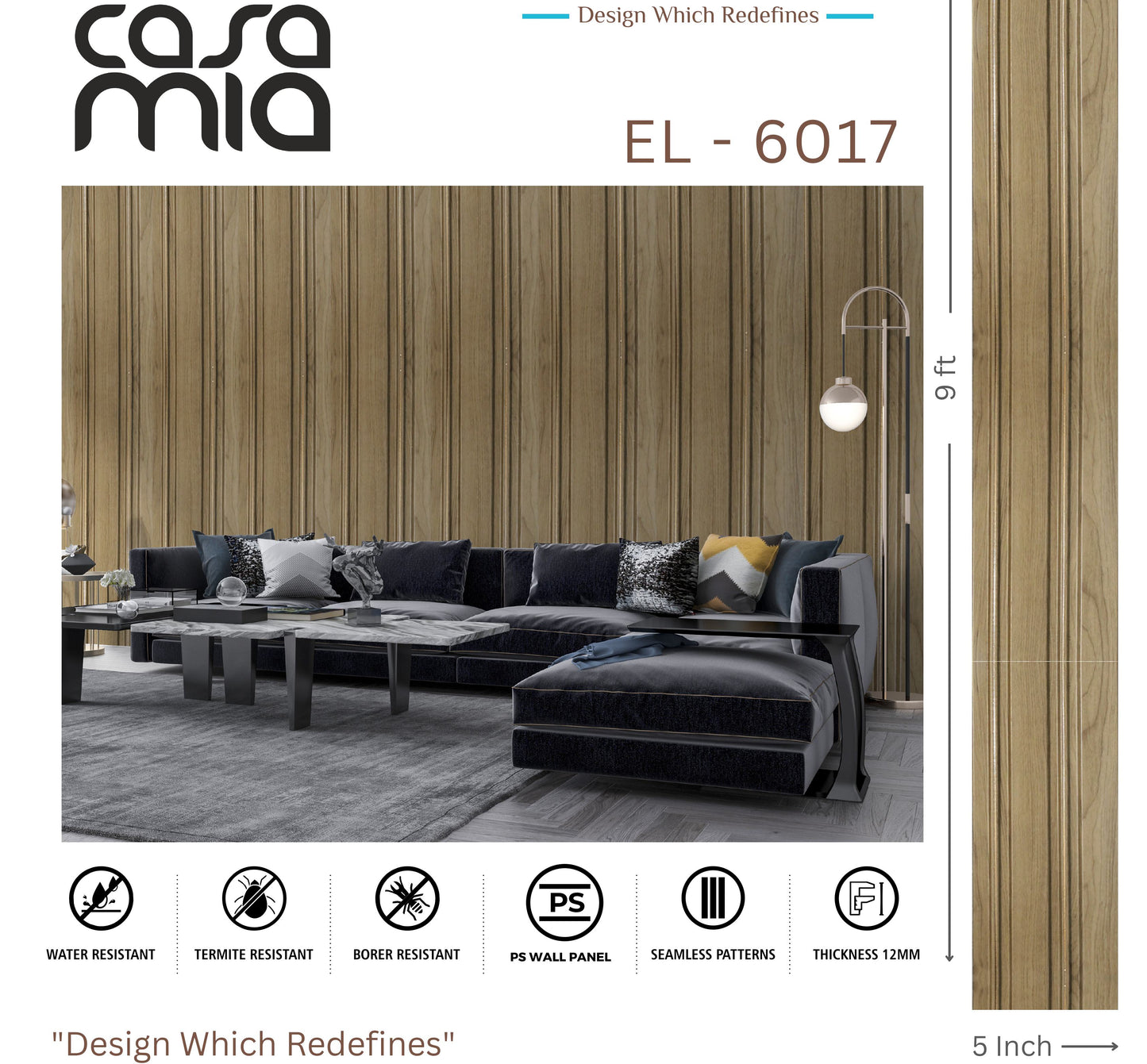 Designer Wall Panel- EL-6017 - 9' x 5"