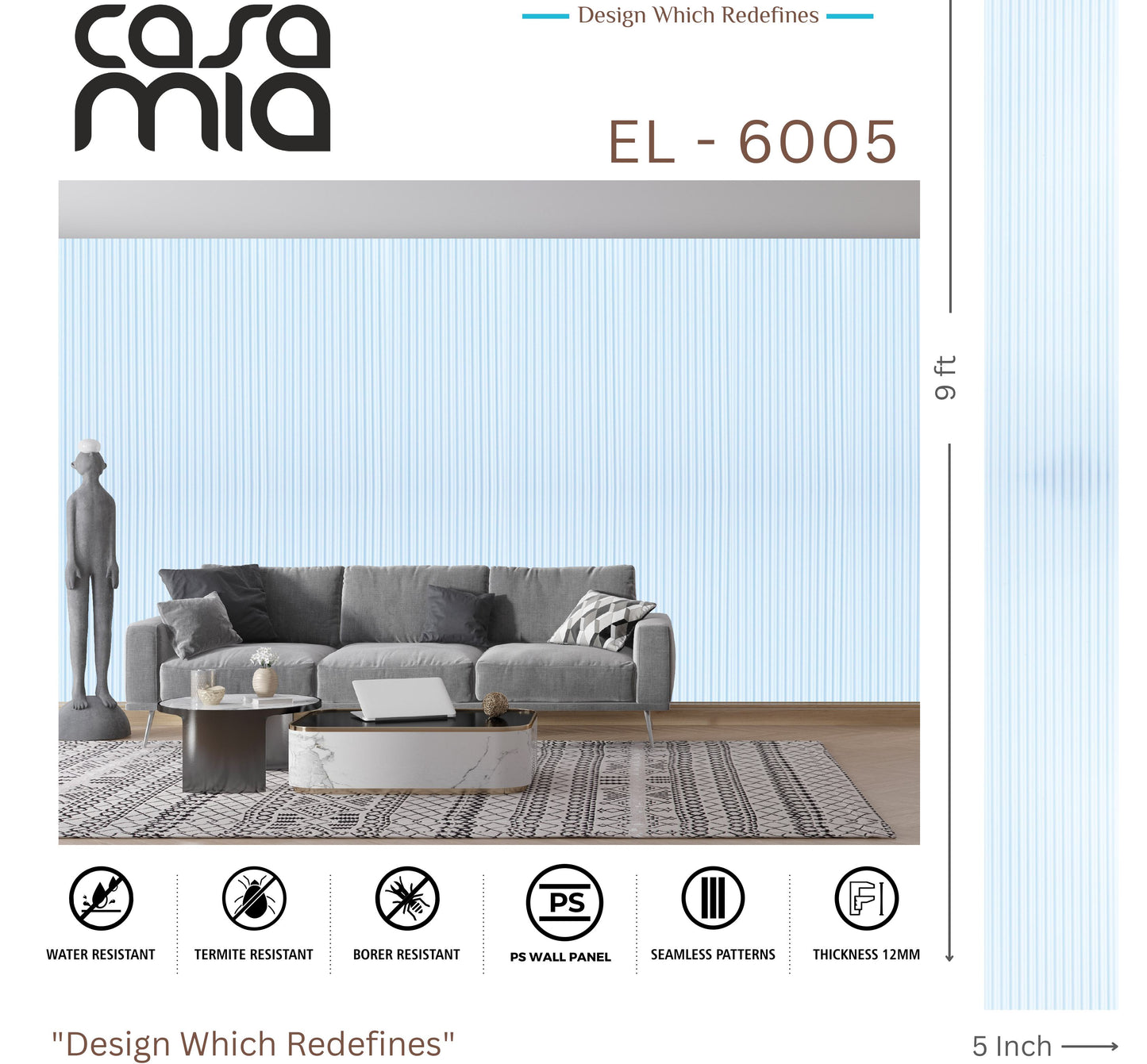 Designer Wall Panel- EL-6005 -  9' x 5"