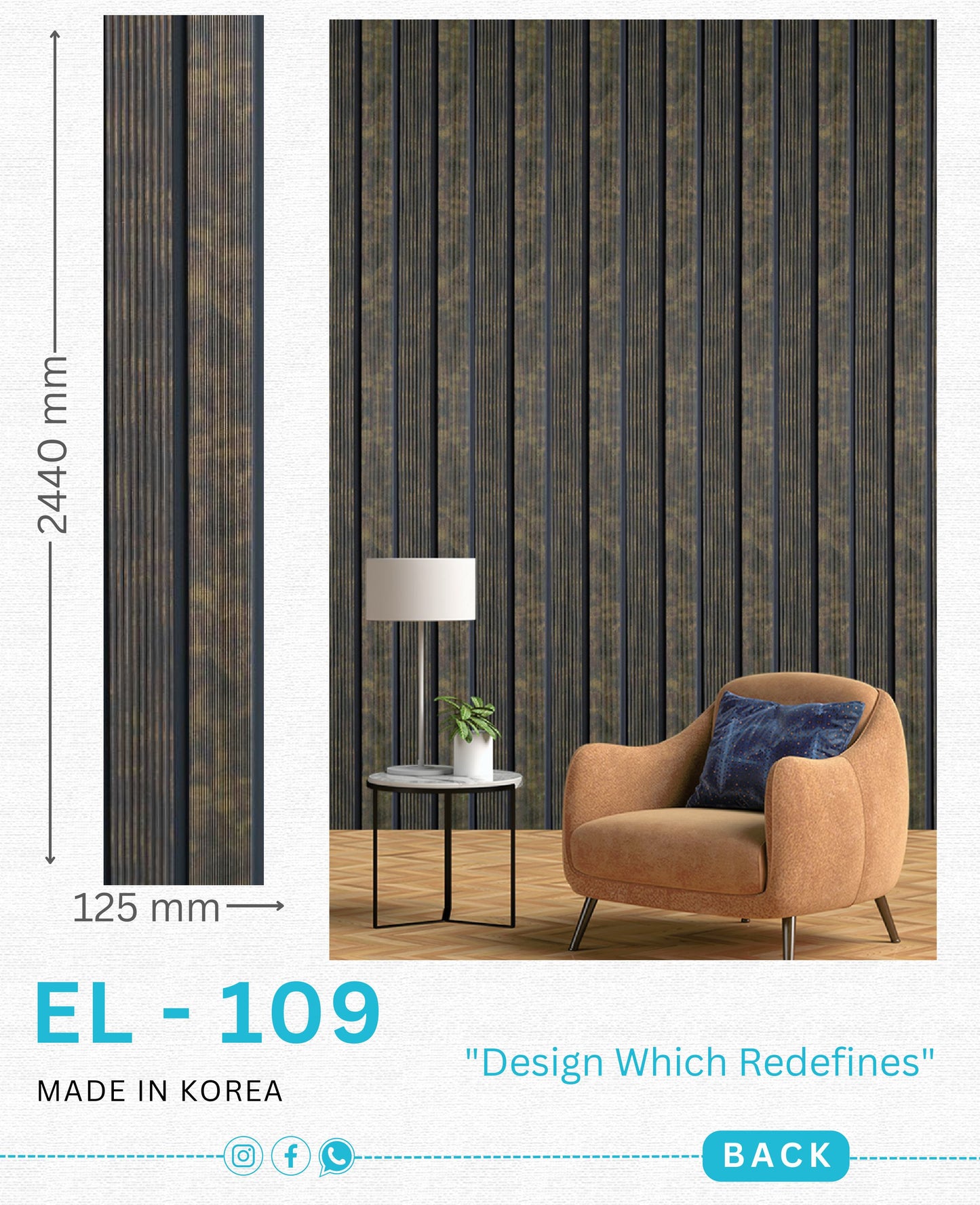 EL-109 Interior Louver Panel 2440mm x 125mm