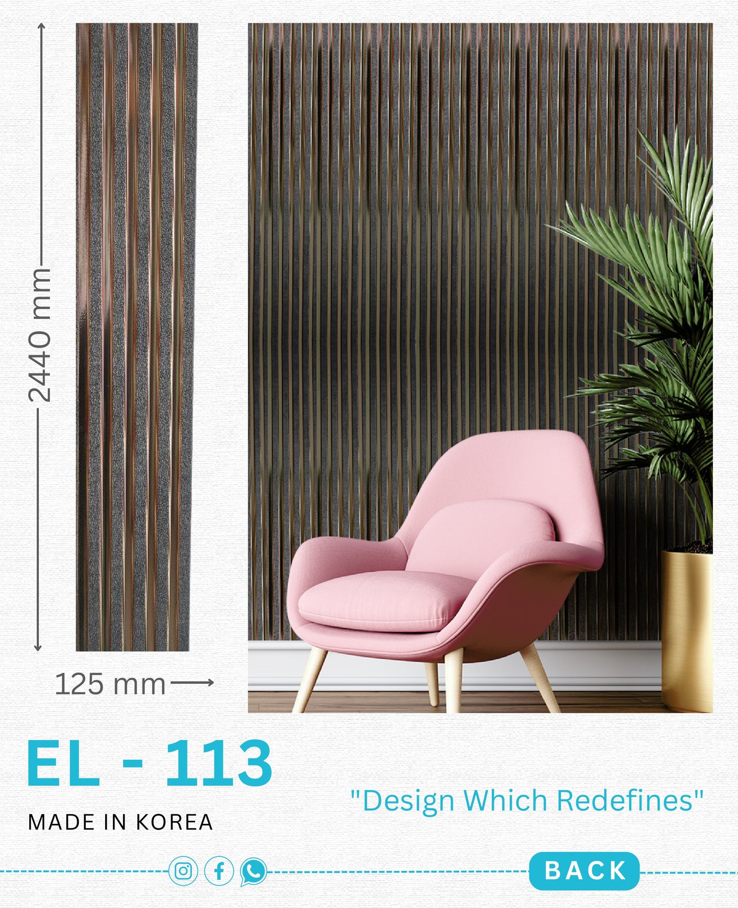 EL-113 Interior Louver Panel 2440mm x 125mm