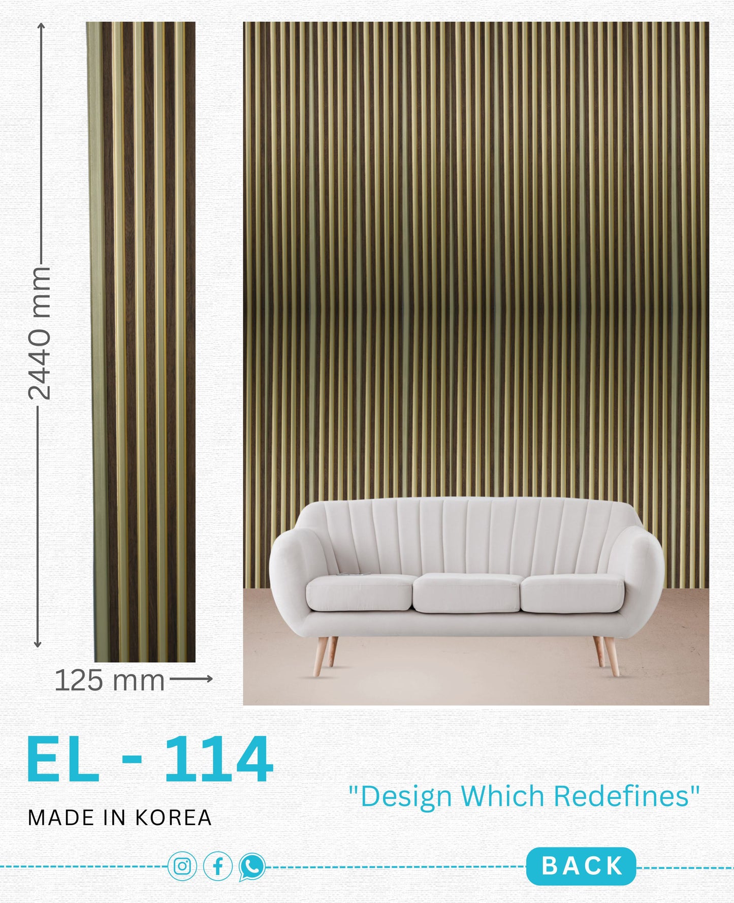 EL-114 Interior Louver Panel 2440mm x 125mm