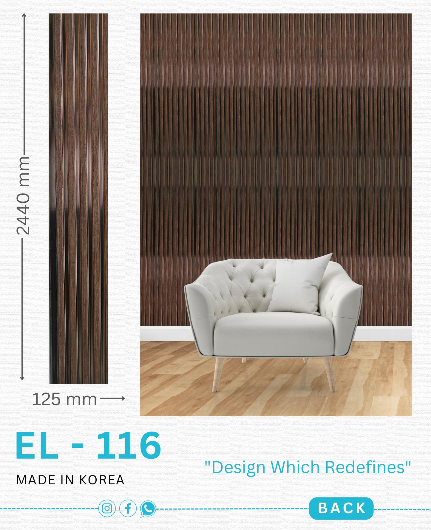 EL-116 Interior Louver Panel 2440mm x 125mm