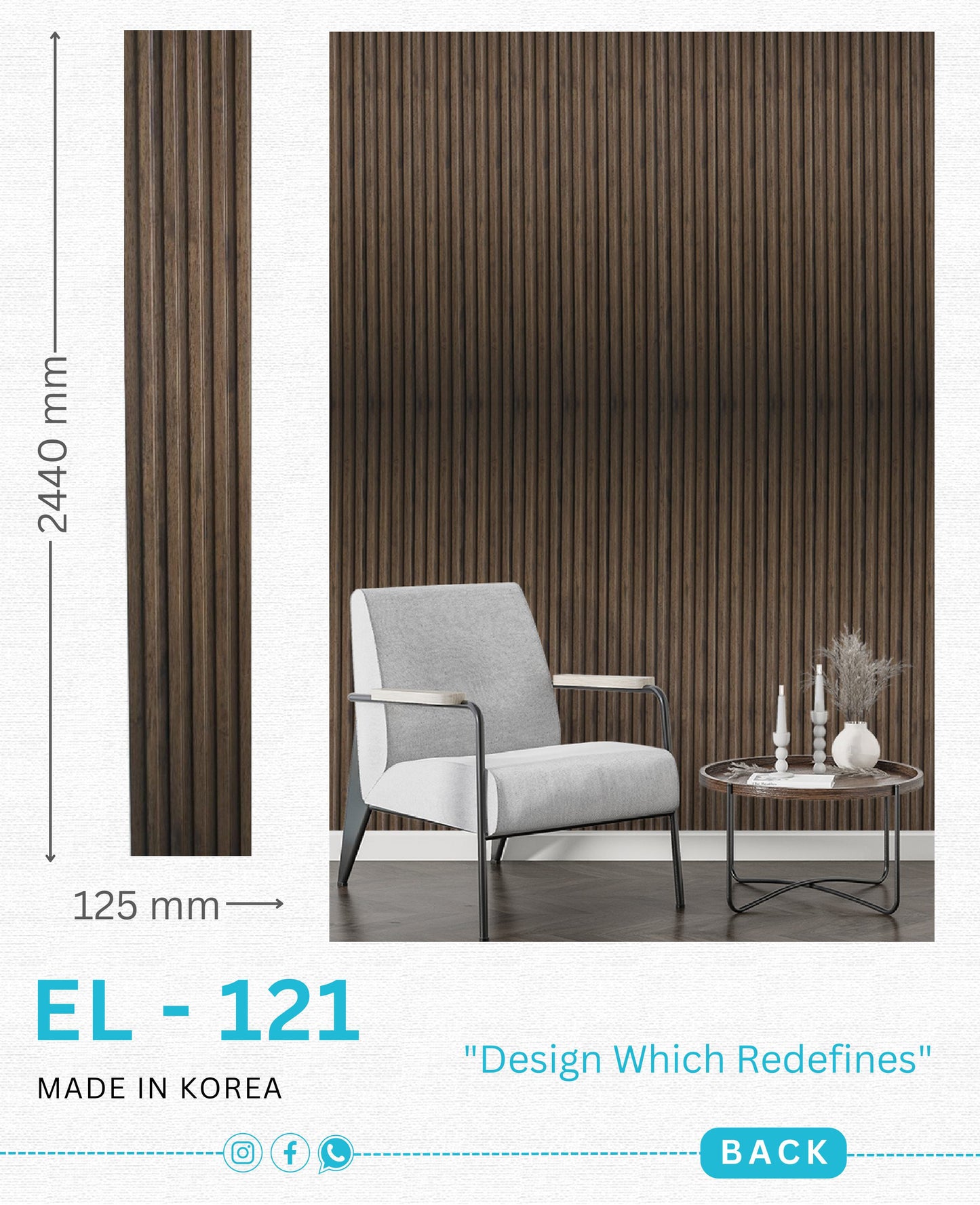 EL-121 Interior Louver Panel 2440mm x 125mm