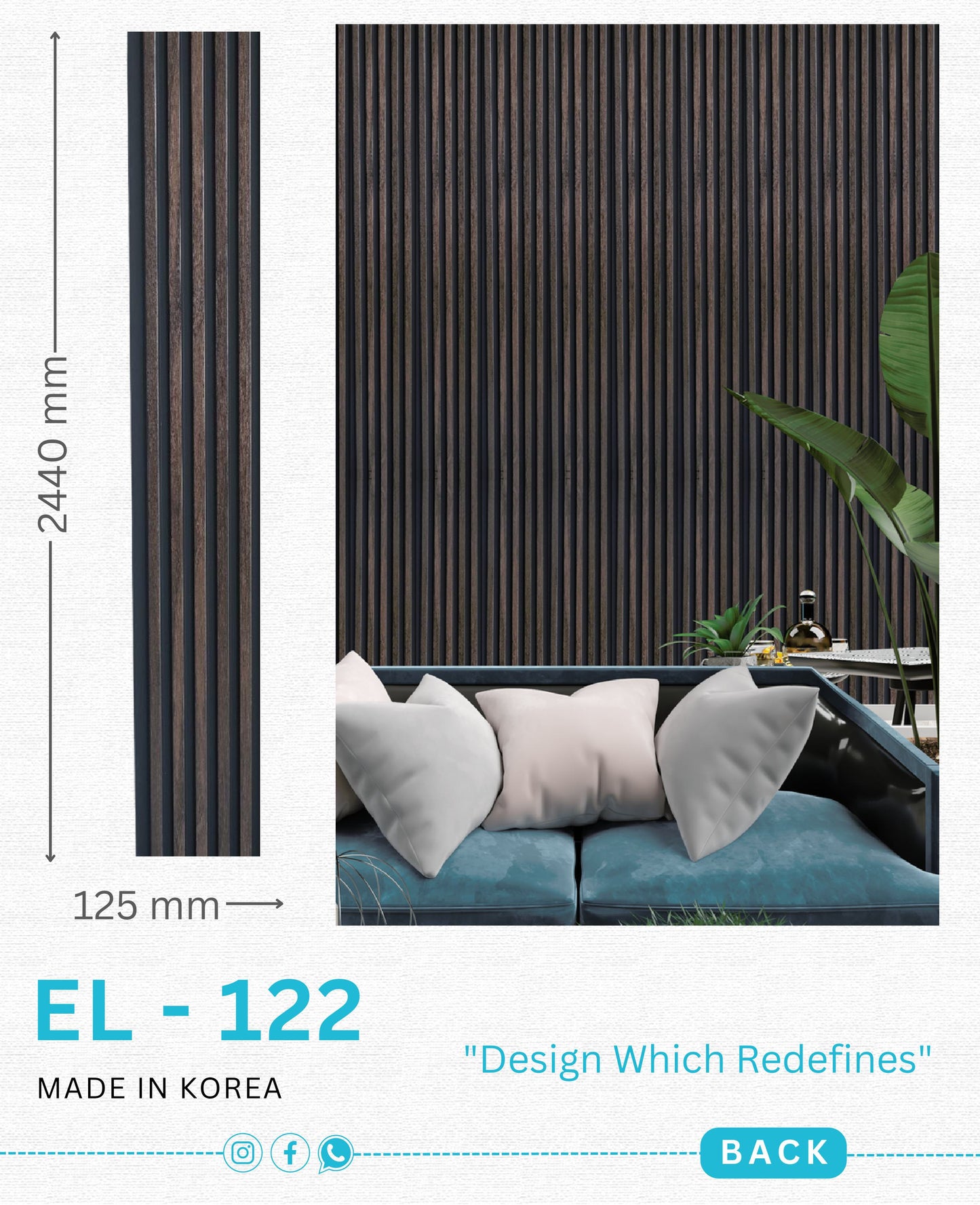 EL-122 Interior Louver Panel 2440mm x 125mm