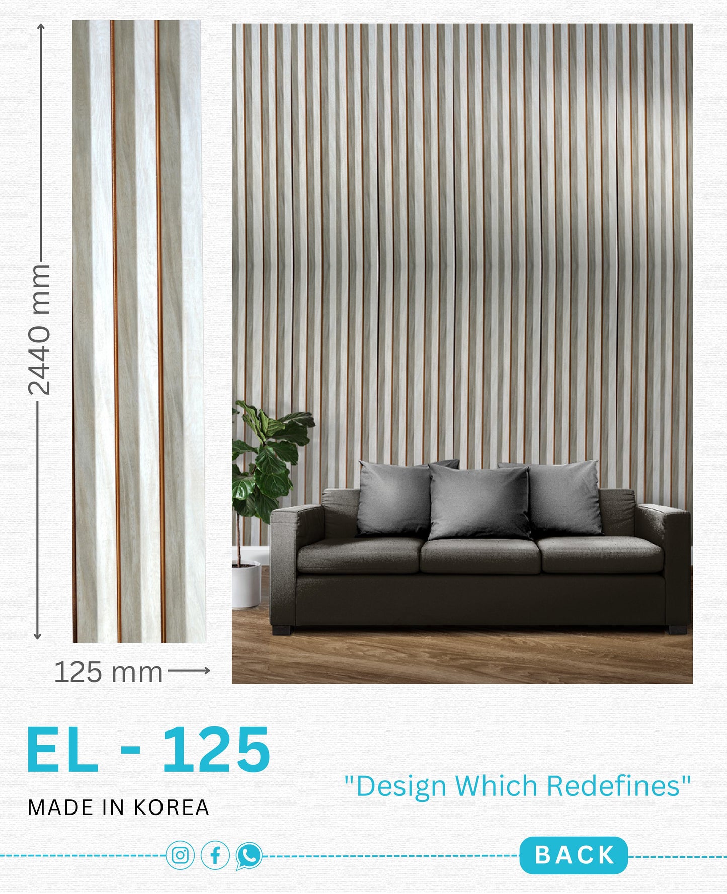 EL-125 Interior Louver Panel 2440mm x 125mm