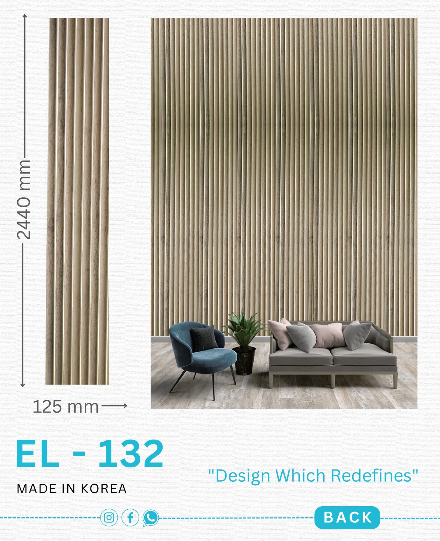 EL-132 Interior Louver Panel 2440mm x 125mm