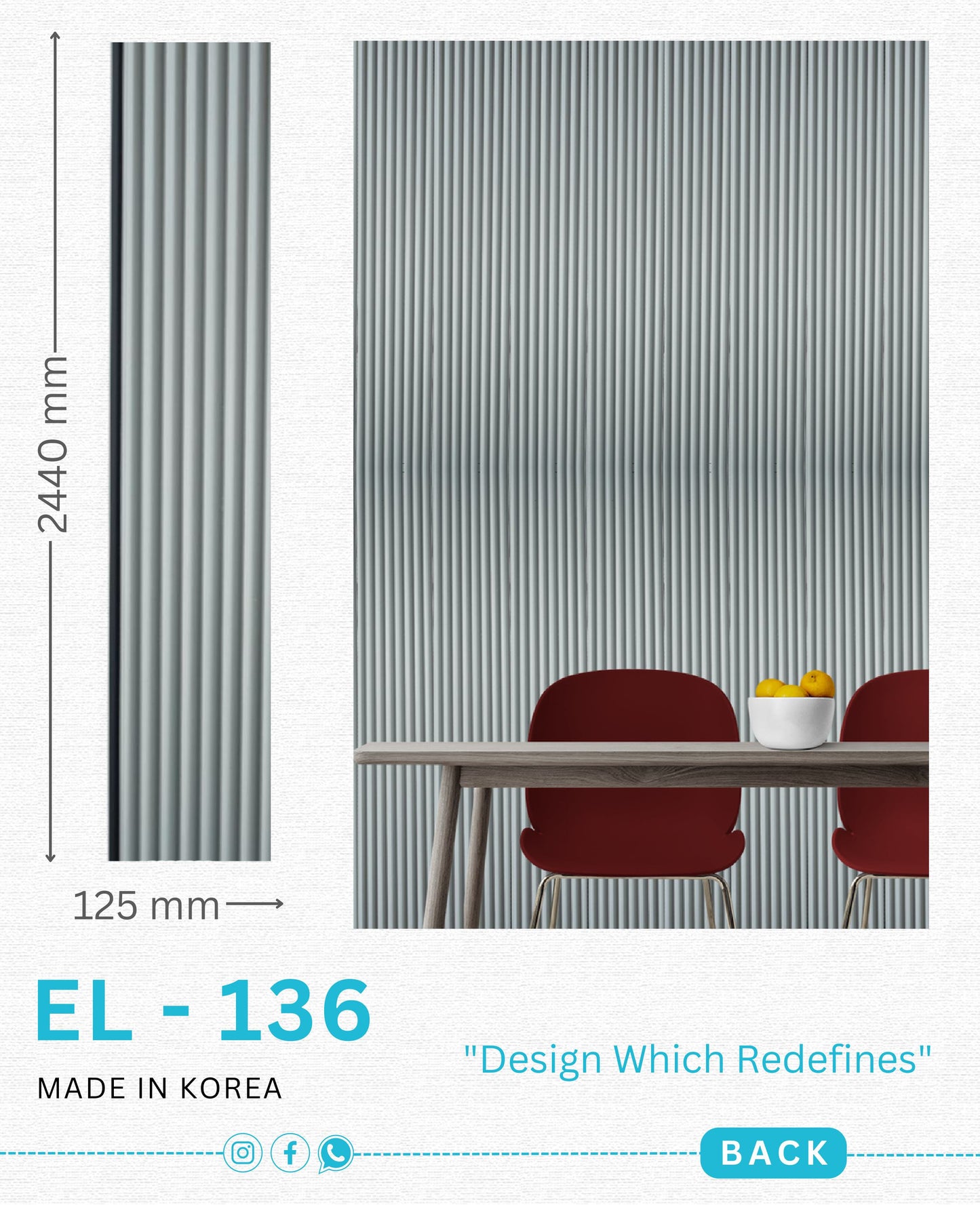 EL-136 Interior Louver Panel 2440mm x 125mm