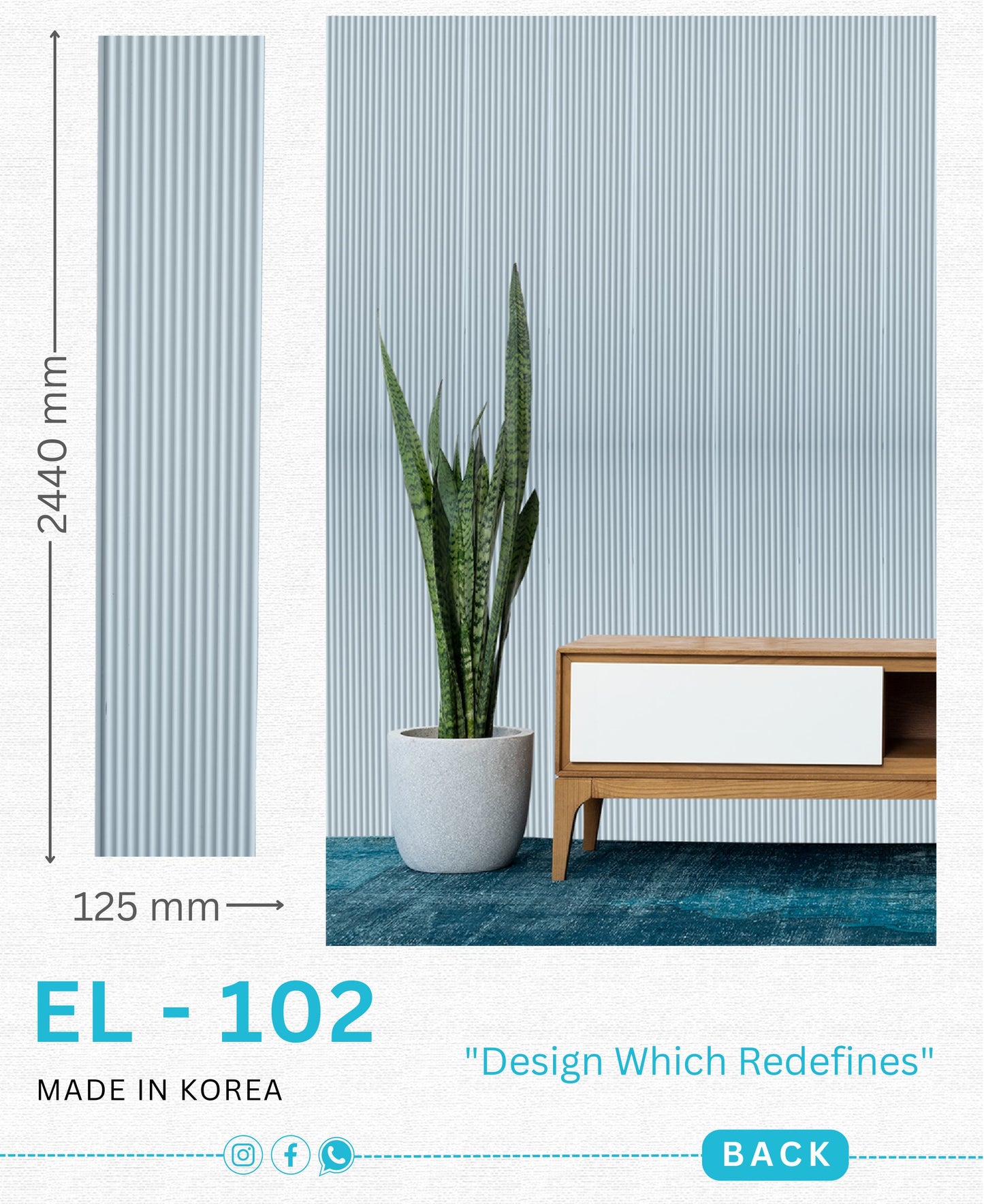 EL-102 Interior Louver Panel 2440mm x 125mm
