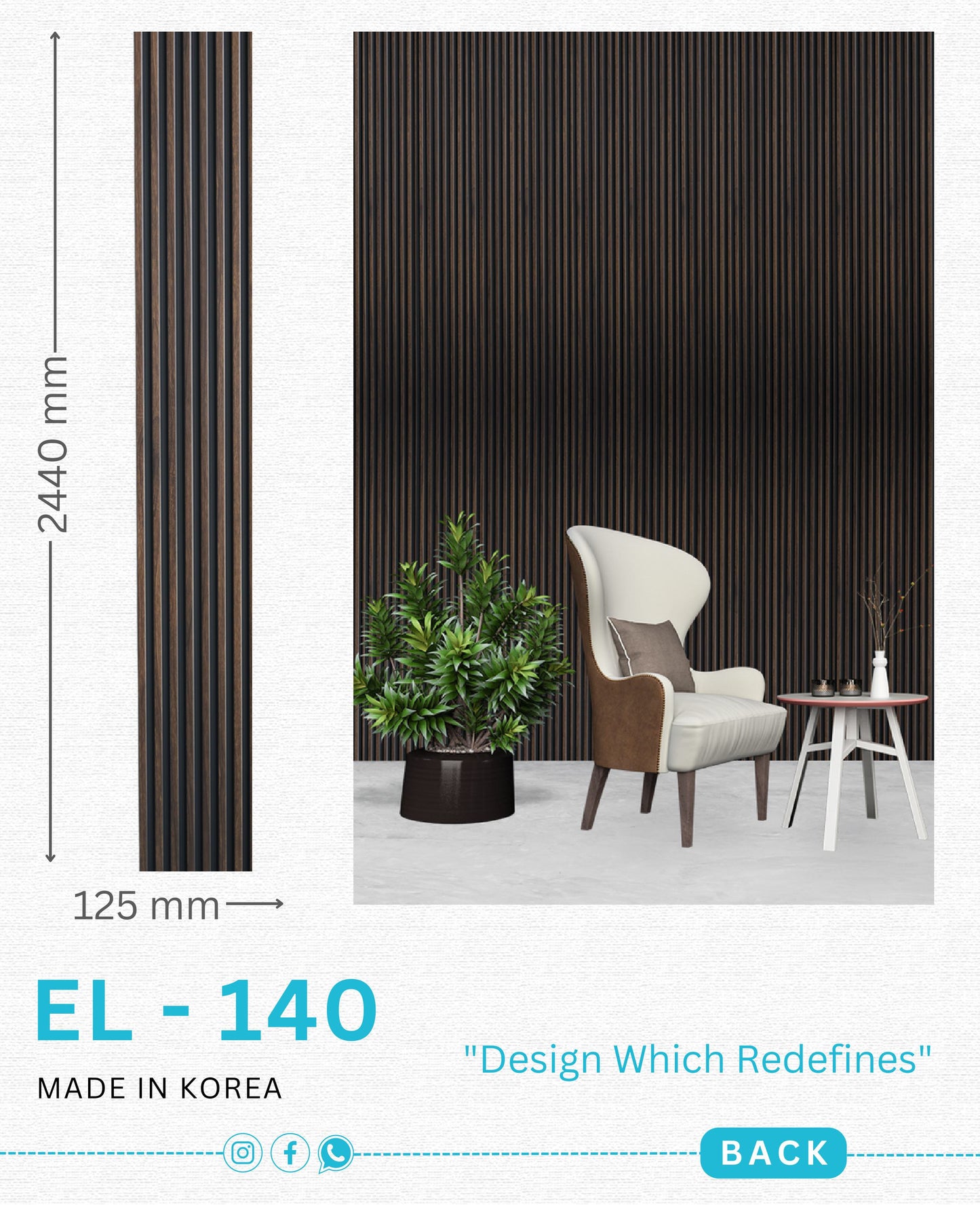 EL-140 Interior Louver Panel 2440mm x 125mm