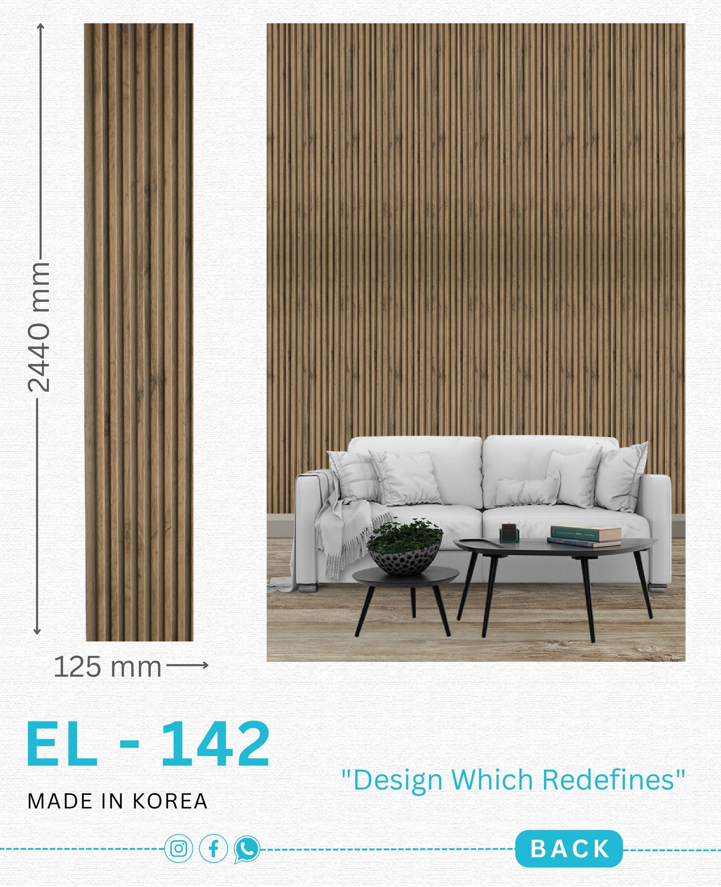EL-142 Interior Louver Panel 2440mm x 125mm