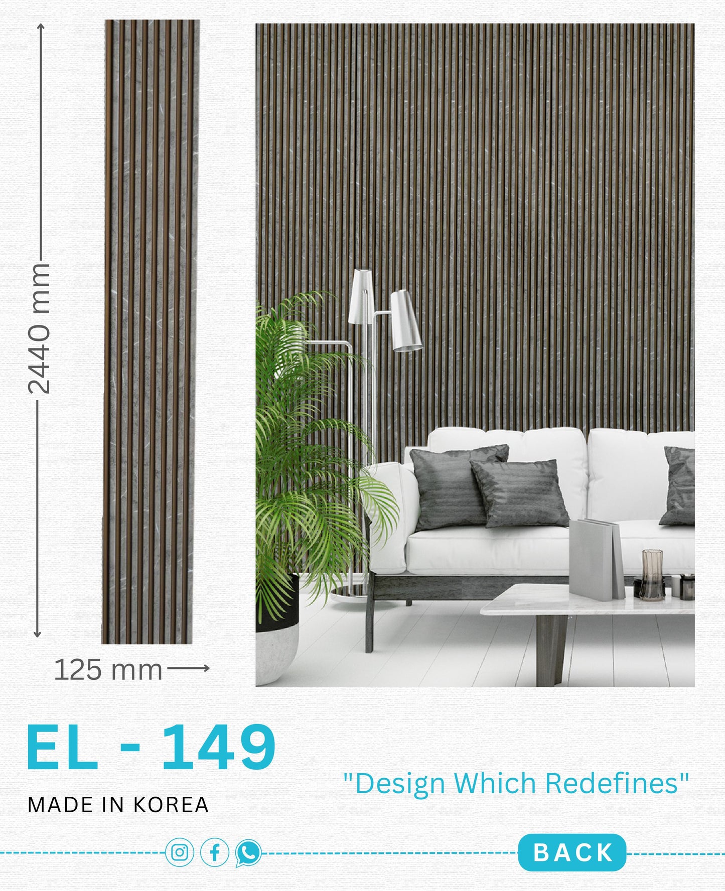 EL-149 Interior Louver Panel 2440mm x 125mm