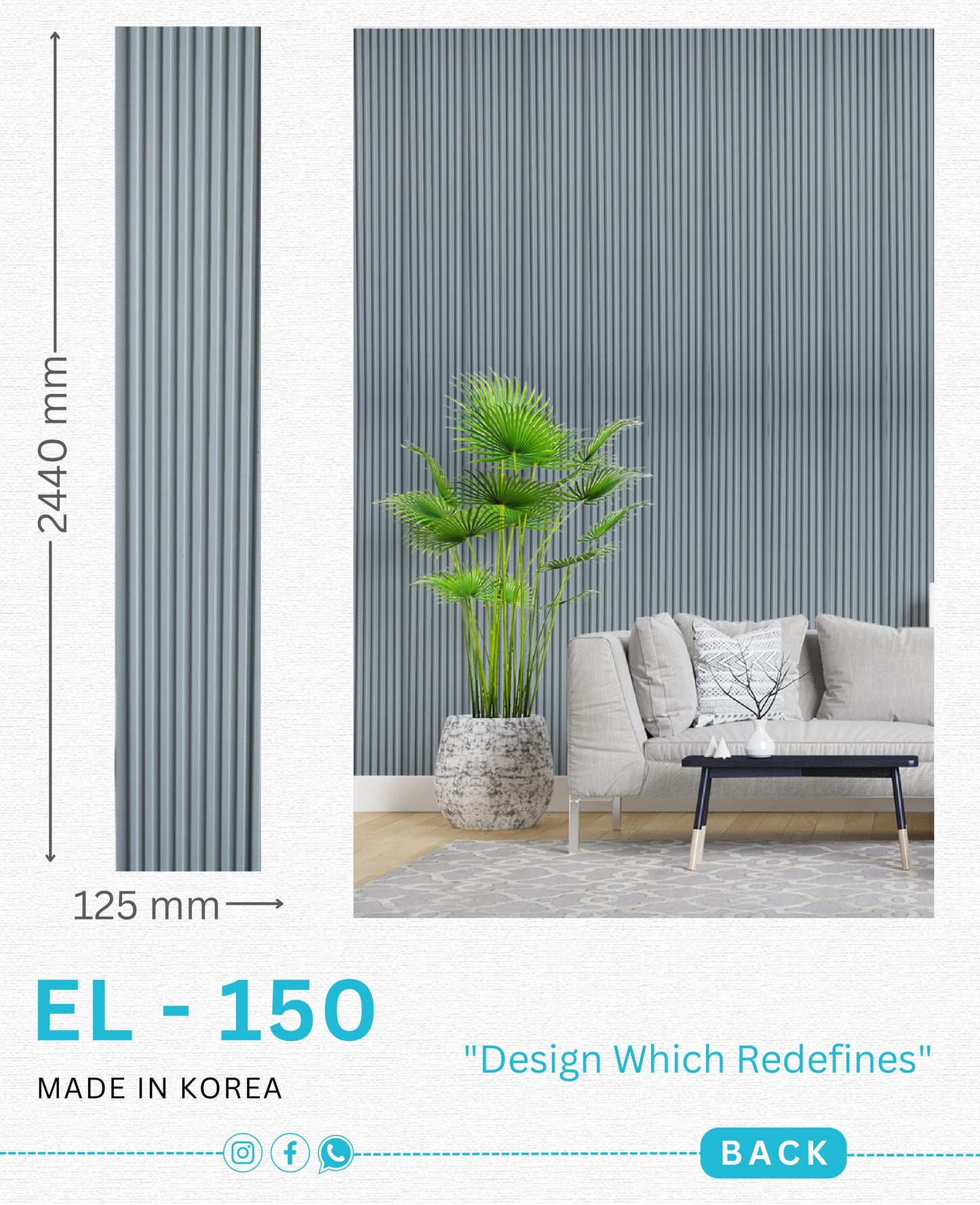 EL-150 Interior Louver Panel 2440mm x 125mm