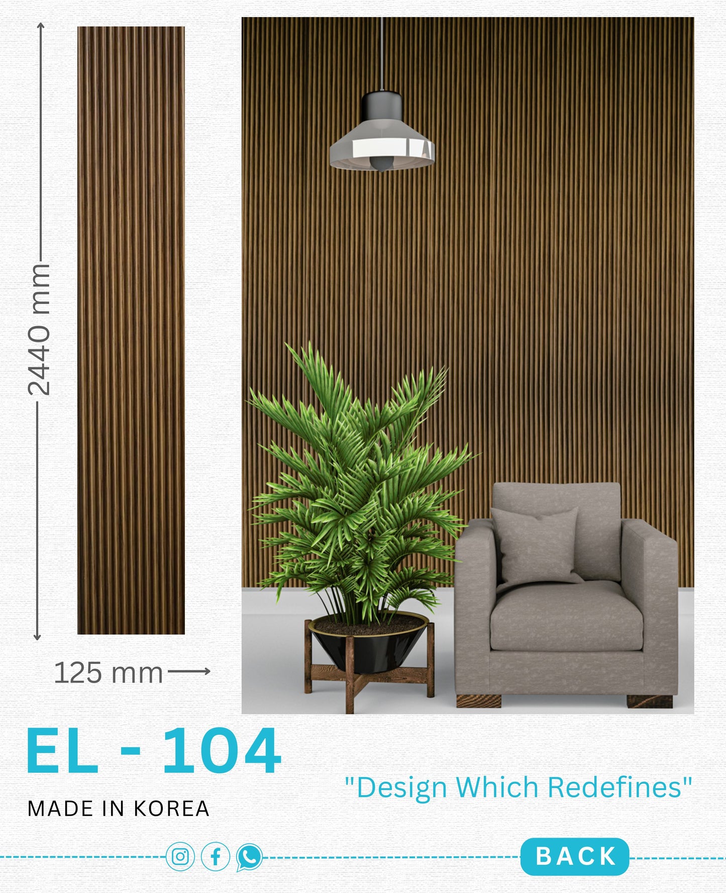 EL-104 Interior Louver Panel 2440mm x 125mm