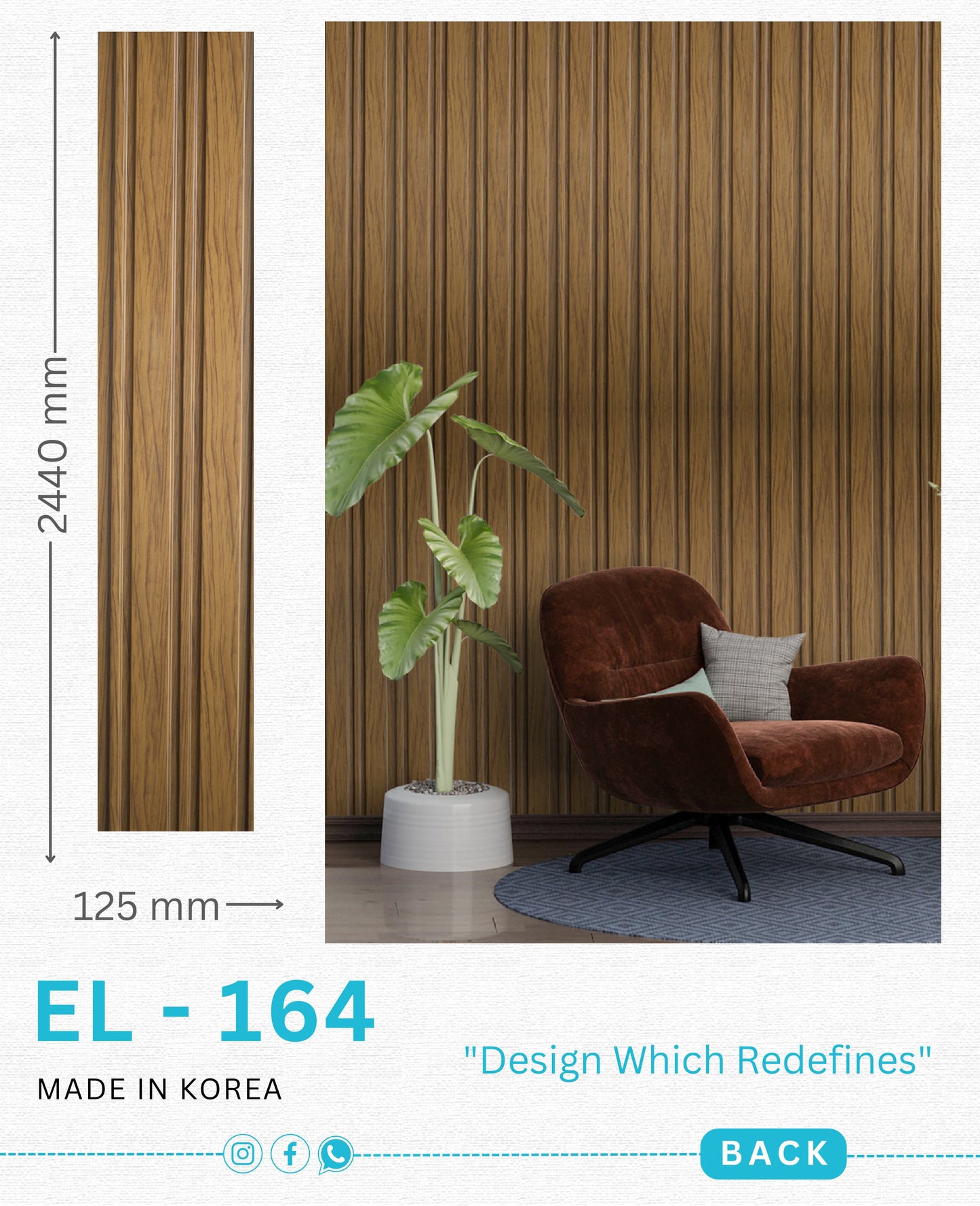 EL-164 Interior Louver Panel 2440mm x 125mm