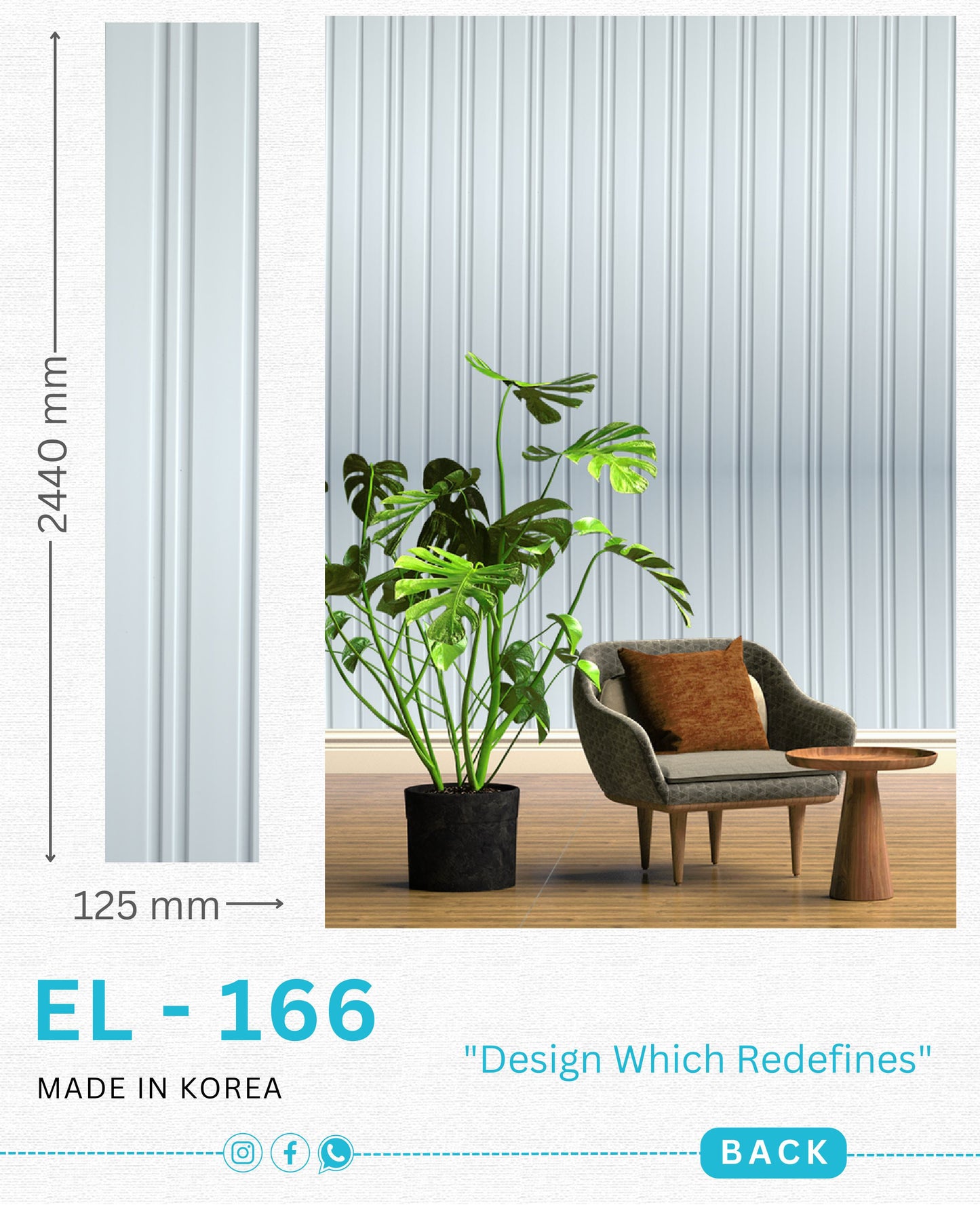 EL-166 Interior Louver Panel 2440mm x 125mm