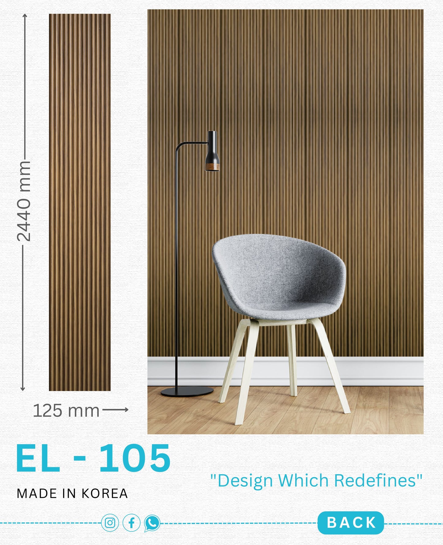 EL-105 Interior Louver Panel 2440mm x 125mm
