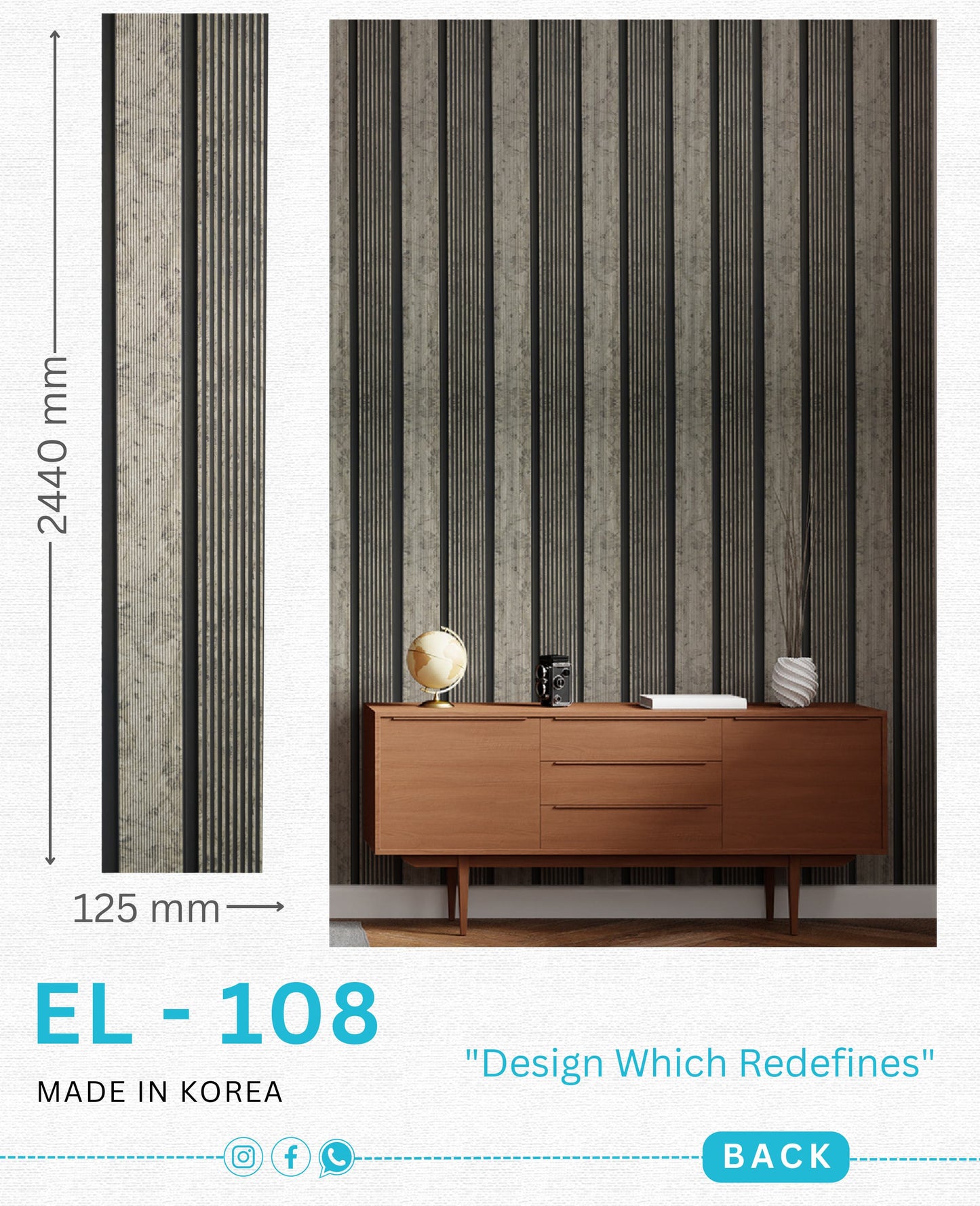 EL-108 Interior Louver Panel 2440mm x 125mm