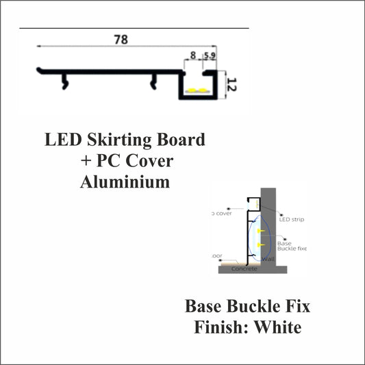 Decorative Patti / Profile - LED SKIRTING BOARD +PC COVER ALUMINIUM
