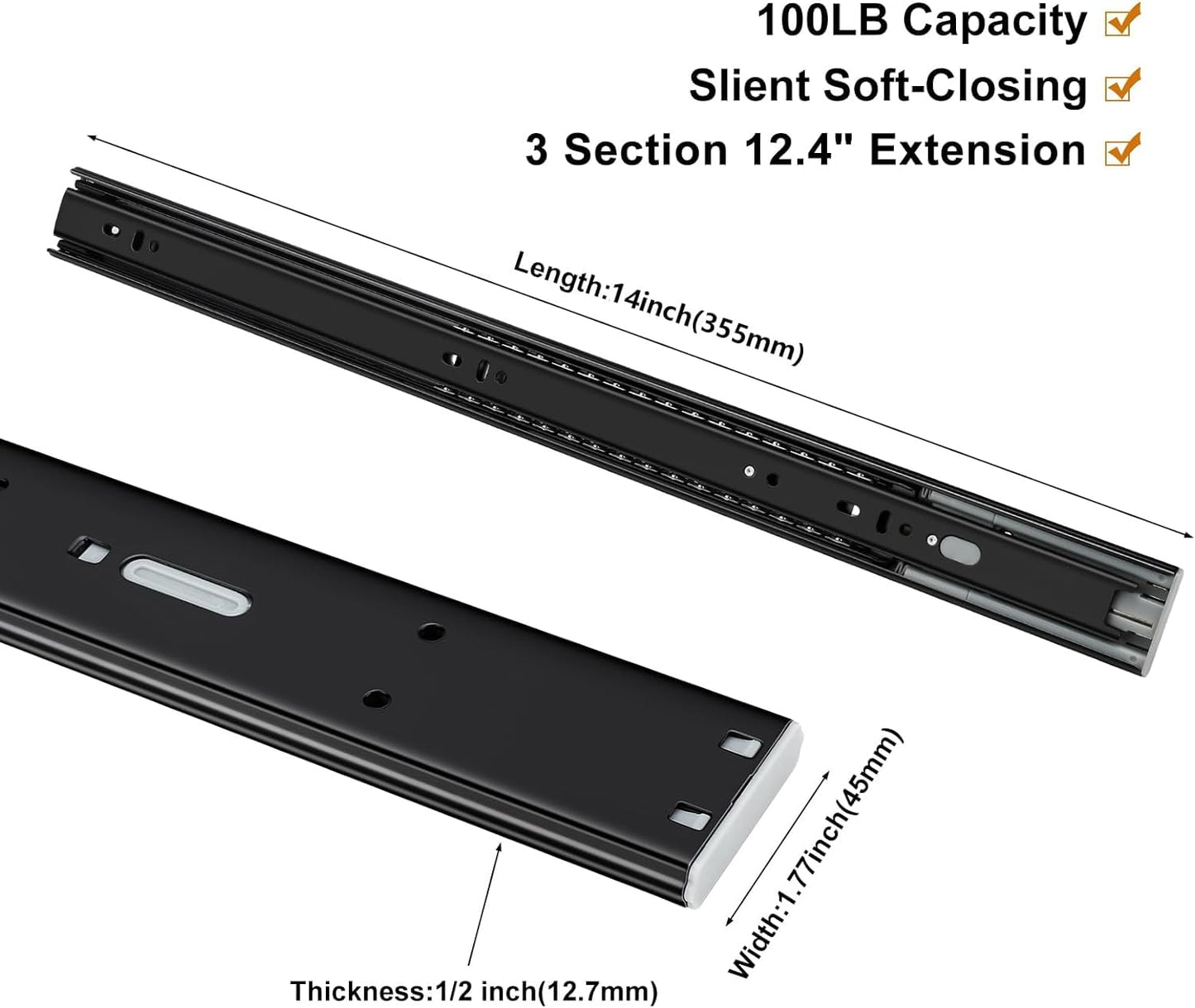 12" Telescopic Channel- Soft Close
