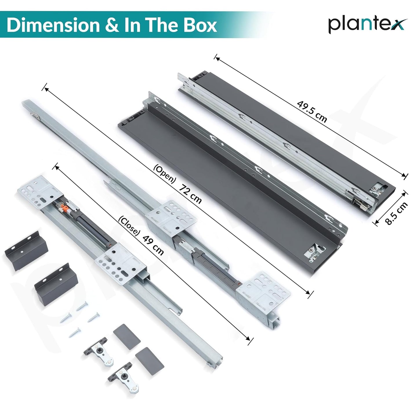 Kitchen Slim Tandem Box For Drawer System (Grey) (4 X 20 Inches)