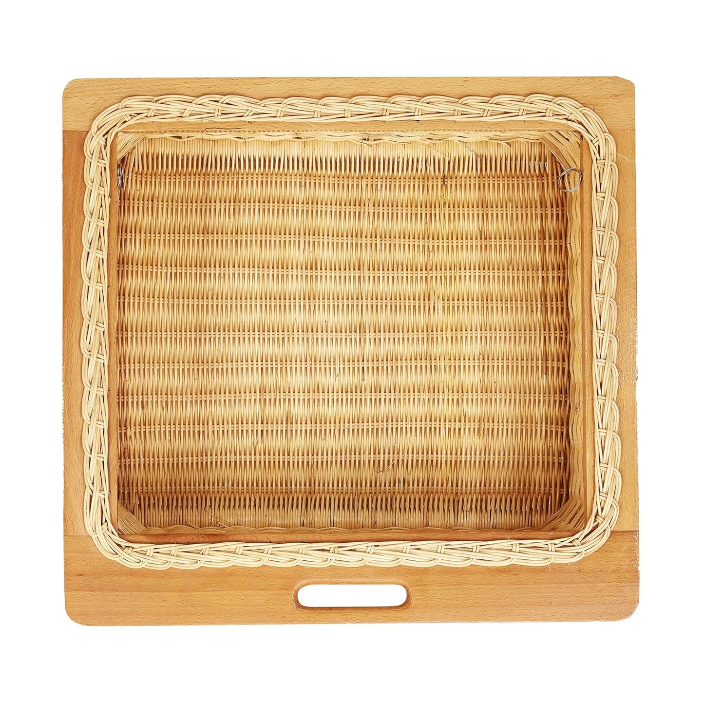 6" Wicker Rectangular Basket For Modular Kitchen | Pull Out Rectangular Basket For Onion, Potato (Beige, 22.5W (564Mm) X 20L X 6H Inches)(Beechwood)